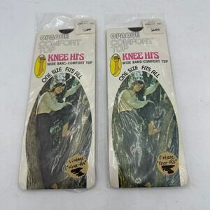 Vintage Knee Hi Opaque Comfort Top Stockings 2 Pair Lot Burgundy Brown One Size